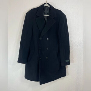 Lauren Ralph Lauren Black Coat Peacoat Jacket Double Breasted Wool Blend